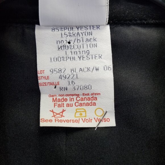 Giorgio Fiorlini Blazer Women's 16 Grey Tweed Black Velvet Collar Equestrian VTG - Picture 12 of 16